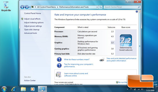 Indice Windows 7 su EeePC 1005ha