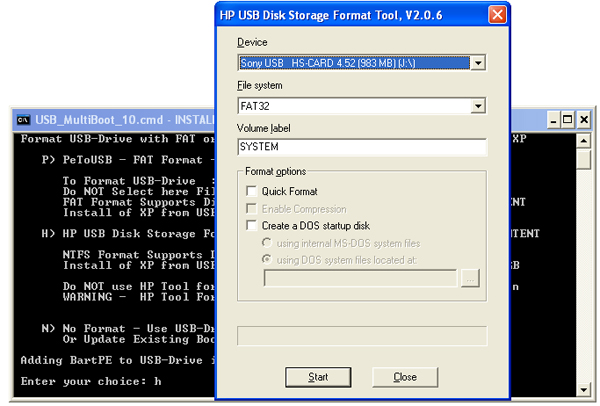 Formattare la penna USB per l'installazione di Windows sui netbook